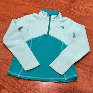 The North Face Light Teal and Teal Quarter-Zip Fleece Pullover size 7/8